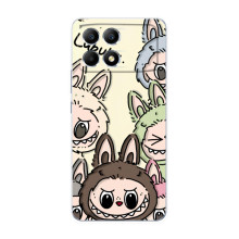 Чехол с Лабубу на Xiaomi POCO F6 (Коллаж Лабубу)