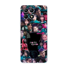 Чехол Гра в кальмара для Xiaomi POCO F6 – Коллаж игры кальмара