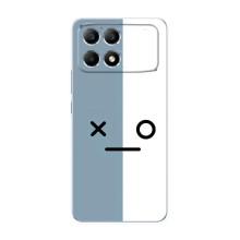 Силиконовые Чехлы (смешные стикеры) для Xiaomi POCO F6 – Серо-белый
