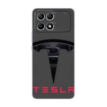 Силіконовий бампер з картинкою машини на Xiaomi POCO F6 – Logo TESLA