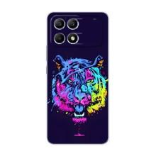 Силиконовый бампер с картинкой животных для Xiaomi POCO F6 (Тигр-Арт)