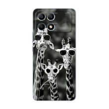 Силіконовий чохол з КАРТИНКАМИ літо для Xiaomi POCO F6 (AlphaPrint) (Жирафи в окулярах)