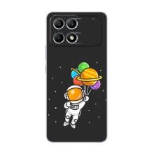 Силиконовый Чехол с принтом "Космонавты" на Xiaomi POCO F6 – Космонавт с шариками