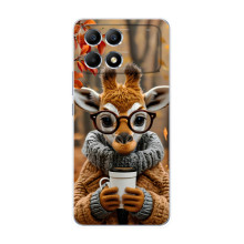 Печатный чехол «Зверята с кофе» для Xiaomi POCO F6 – Жираф с кофе