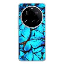 Чехол с принтом для Поко Ф7 Про - (Прикольные) (AlphaPrint) (Синие бабочки)