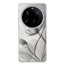 Чехол с цветочным принтом на Поко Ф7 Про (Черные цветы)