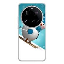 Новогодние Чехлы для Поко Ф7 Про (VPrint) (Снеговик на лыжах)