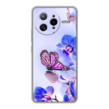 Чехлы с Цветами для Xiaomi POCO F7 Ultra (VPrint) (Бабочка на цветочке)