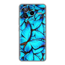 Чехол с принтом для Поко Ф7 Ультра - (Прикольные) (AlphaPrint) (Синие бабочки)