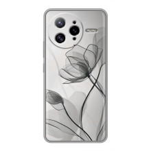 Чехол с цветочным принтом на Поко Ф7 Ультра (Черные цветы)