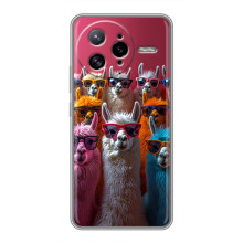 Чехол с принтом стильные животные для Поко Ф7 Ультра (Ламы в очках)
