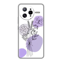 Силконовий чохол з принтом в квітах на Xiaomi POCO F7 Ultra – Фіолетовий букет