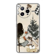 Рождественские, Праздничные Чехлы для Поко Ф7 Ультра (Девушка с елкой)