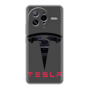 Силіконовий бампер з картинкою машини на Xiaomi POCO F7 Ultra – Logo TESLA