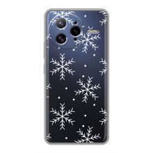 Зимні Чохли для Поко Ф7 Ультра - прозорий фон (Білі сніжинки)