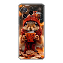Печатный чехол «Зверята с кофе» для Xiaomi POCO F7 Ultra – Белка с кофе