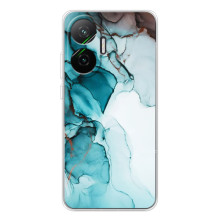 Чехол для Поко Ф7 - с принтом (Дизайнерские) (AlphaPrint) (Бирюзовый мрамор)