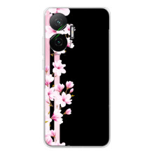 Чехол для Поко Ф7 - с принтом (Дизайнерские) (AlphaPrint) (Цветочки)