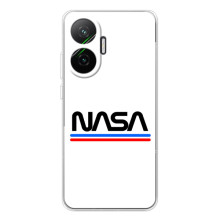 Силіконовый бампер з принтом "Наса" на Xiaomi POCO F7 – NASA на білому тлі