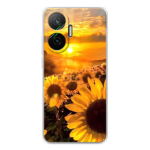 Чехол с Цветами для Xiaomi POCO F7 (поле подсолнухов)
