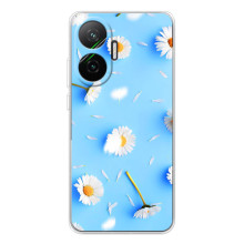 Чехол с Цветами для Xiaomi POCO F7 (ромашки на голубом)