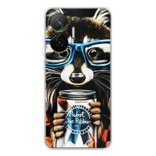 Чехол с принтом для Поко Ф7 - (Прикольные) (AlphaPrint) (Енот с банкой)