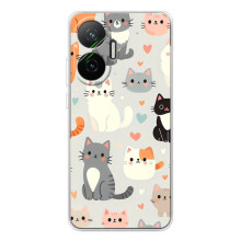 Чехол с рисунком кот на Xiaomi POCO F7 (Коллаж котов)