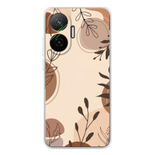 Чехол с цветочным принтом на Поко Ф7 (Коричневые цветы)