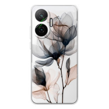 Чехол с цветочным принтом на Поко Ф7 (Цветы на белом)