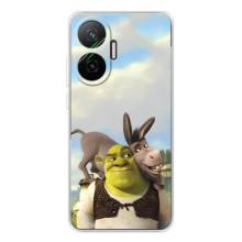 Чехол с мультфильмом Шрек на Xiaomi POCO F7 – Шрек и осел