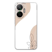 Силиконовый чехол с принтом в цветах на Xiaomi POCO F7 – Нюдовый дизайн