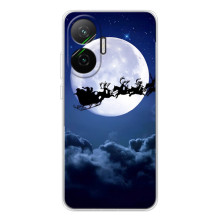 Новогодние Чехлы для Поко Ф7 (VPrint) (Санта - луна)