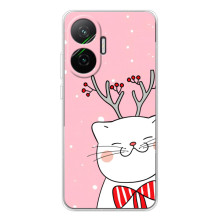 Новогодние Чехлы для Поко Ф7 (VPrint) (Зимний кот)