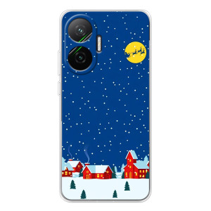 Силиконовый бампер на рождество для Xiaomi POCO F7 (Город в снегу)