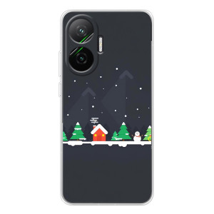 Силиконовый бампер на рождество для Xiaomi POCO F7 (Город зимний)