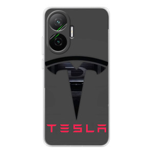Силіконовий бампер з картинкою машини на Xiaomi POCO F7 – Logo TESLA