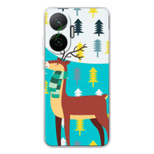 Силиконовый бампер с картинкой животных для Xiaomi POCO F7 (Олень с шарфом)