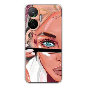 Силиконовый Чехол на Xiaomi POCO F7 с картинкой Стильных Девушек (Девушка и ресницы)