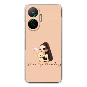 Силиконовый Чехол на Xiaomi POCO F7 с картинкой Стильных Девушек (С собакой)