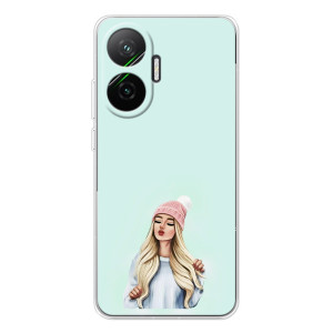 Силиконовый Чехол на Xiaomi POCO F7 с картинкой Стильных Девушек (В шапке)