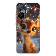 Яркий чехол для Xiaomi POCO F7 с Зимними Оленятами – Оленёнок среди гирлянд