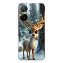 Яркий чехол для Xiaomi POCO F7 с Зимними Оленятами – Оленёнок в лесу