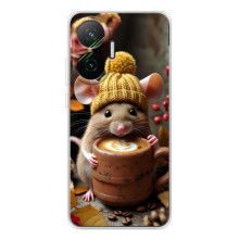 Печатный чехол «Зверята с кофе» для Xiaomi POCO F7 – Медведь с кофе