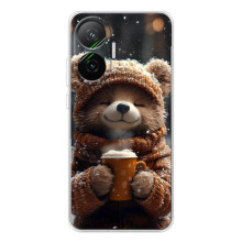 Печатный чехол «Зверята с кофе» для Xiaomi POCO F7 – Мишка с кофе