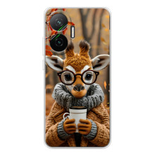 Печатный чехол «Зверята с кофе» для Xiaomi POCO F7 – Жираф с кофе