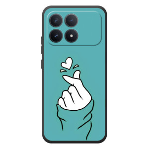 Чехлы (Знак сердечка) на Xiaomi Poco F8 Pro – Сердечко на бирюзовом