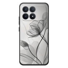 Чохол з квітковим принтом на Шіаомі Поко Ф8 Про (Чорні квіти)