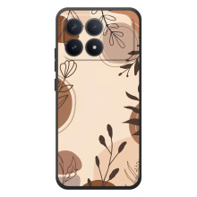 Чохол з квітковим принтом на Шіаомі Поко Ф8 Про (Коричневі квіти)