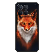 Чехол с принтом лисички на Xiaomi Poco F8 Про – Лиса на черном