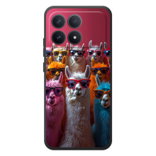 Чохол з принтом стильні тварини для Шіаомі Поко Ф8 Про (Лами в окулярах)